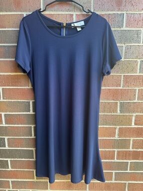 Dress | Michael Kors Navy Blue Shift Dress Gold Zip Back Size L